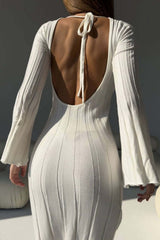 Robe côtelée à bretelles dos nu