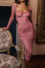 robe moulante sexy à manches longues