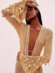 Robe à paillettes dorées Céleste