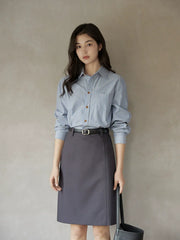 Chemise à boutons à rayures bleues