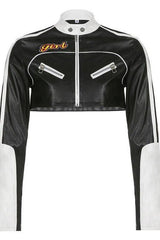 veste courte de moto en cuir PU