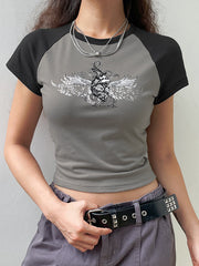 T-shirt à imprimé abstrait rétro 