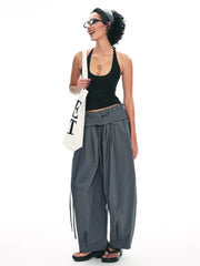 Pantalon à jambes larges et à taille haute