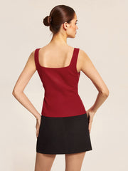 Ensemble gilet sans manches à taille tridimensionnelle et jupe