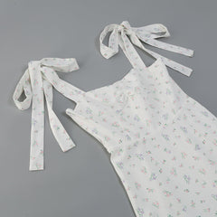 Robe imprimée ivoire à bretelles 