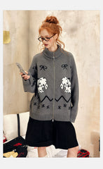 Pull oversize zippé à imprimé chiot