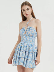 Robe mini bustier à laçage à la taille