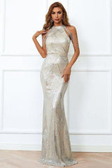 robe longue sirène moulante à sequins et franges