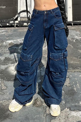 Pantalon parachute en denim ample