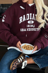 Sweat-shirt rétro à trous et effet usé