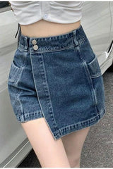 jupe slim rétro en denim asymétrique