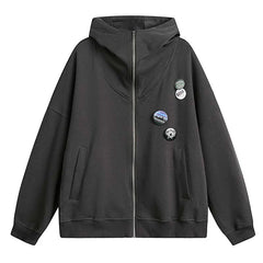 Manteau gris à capuche zippée