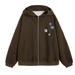 Manteau gris à capuche zippée