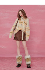 Pull en mohair à rayures roses