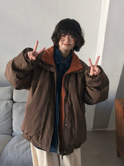 Veste réversible en coton marron
