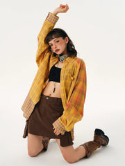 Chemise oversize à carreaux jaunes