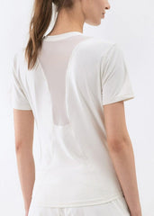T-shirt à empiècement en maille au dos, coupe ajustée