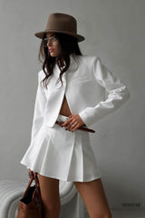 Costume cardigan à col montant