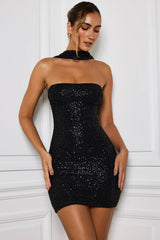 Robe de soirée élégante à bretelles et ceinture à sequins, épaules dénudées, bustier