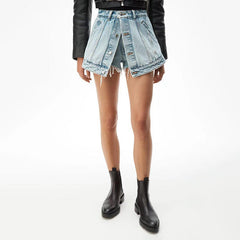 mini-jupe en jean effet mini