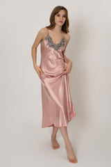 Chemise de nuit Oriane rose
