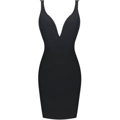 Robe bandage mini unie sans manches à bretelles PF091906