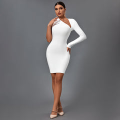 Robe bandage mini asymétrique à une manche et dos nu