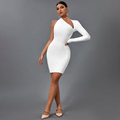 Robe bandage mini asymétrique à une manche et dos nu
