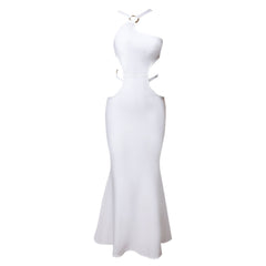Robe bandage maxi asymétrique sans manches à découpes PZC1571