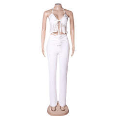 Ensemble bandage en dentelle sans manches dos nu PZC1846