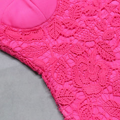 Robe bandage midi sans manches à bretelles en dentelle PZL2937