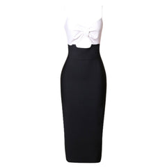Robe bandage midi sans bretelles et découpes PZL3010