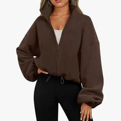 Manteau patchwork à fronces et fermeture éclair