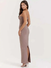 Robe midi bustier moulante dos nu