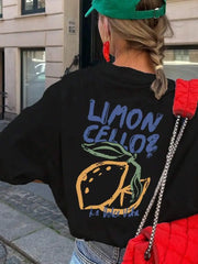 T-shirt ample en coton à motif citron