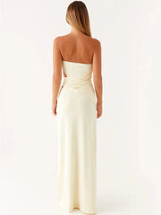 Robe longue bustier en métal ajouré