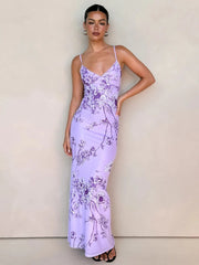 Robe moulante sans manches à col en V et imprimé floral