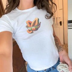T-shirt court à imprimé cerises