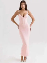 Robe midi moulante à bretelles en résille