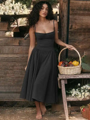 Robe midi bustier trapèze dos nu