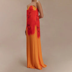 Robe de vacances bustier tie-dye trapèze