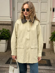 Trench-coat patchwork taille haute