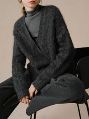 Cardigan chic et chaud en maille alpaga à col V