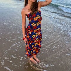 Robe moulante vintage slim sans bretelles Y2K