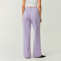 Pantalon en jean large à rayures taille haute