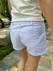 Short en maille imprimée de fruits à taille basse