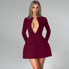 Robe mini trapèze à empiècements et fermeture éclair