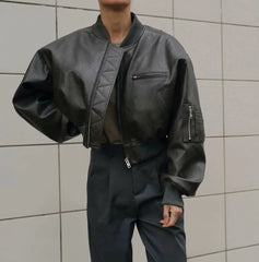 Manteau court en cuir épais épicé