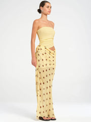 Robe longue patchwork à pois