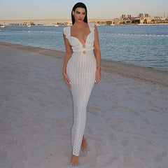 Robe midi sans manches dos nu à découpes et nœud